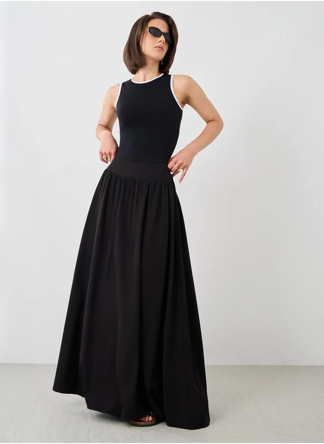 Take Two Take Two Solid Elasticated Waistband A-Line Maxi Skirts