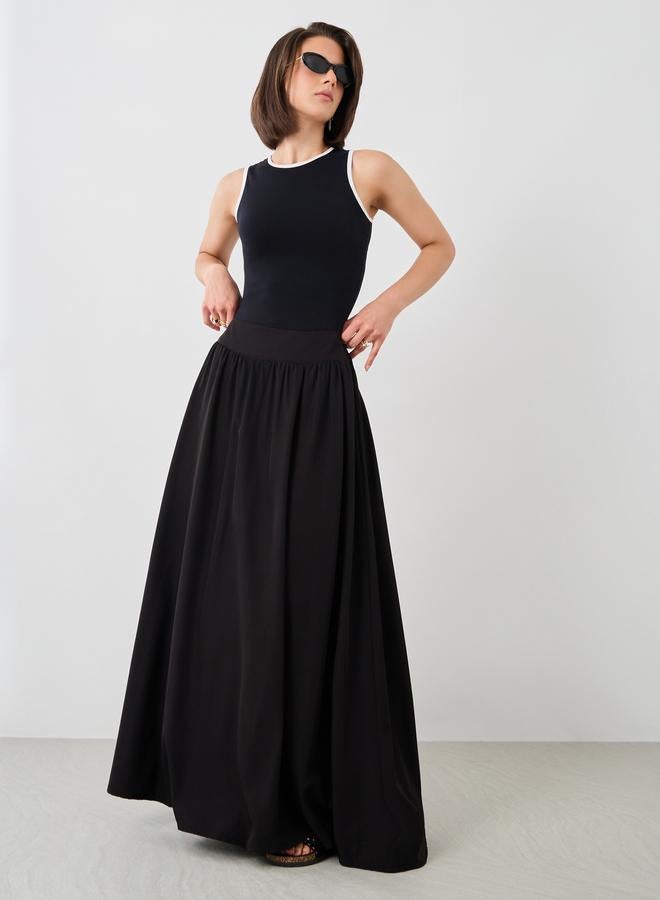 Take Two Take Two Solid Elasticated Waistband A-Line Maxi Skirts  - Image 2