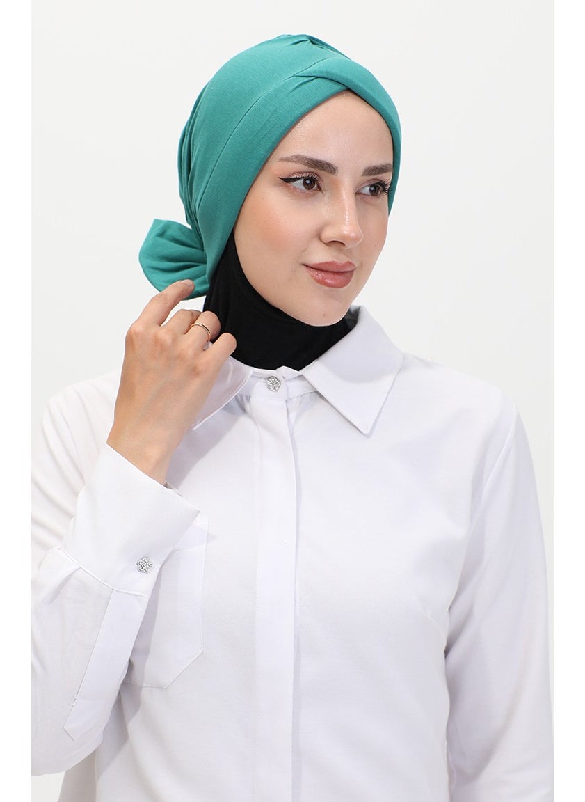 Sefa Merve Combed Cotton Outer Bonnet 1248-20 Mint Green  - Image 1