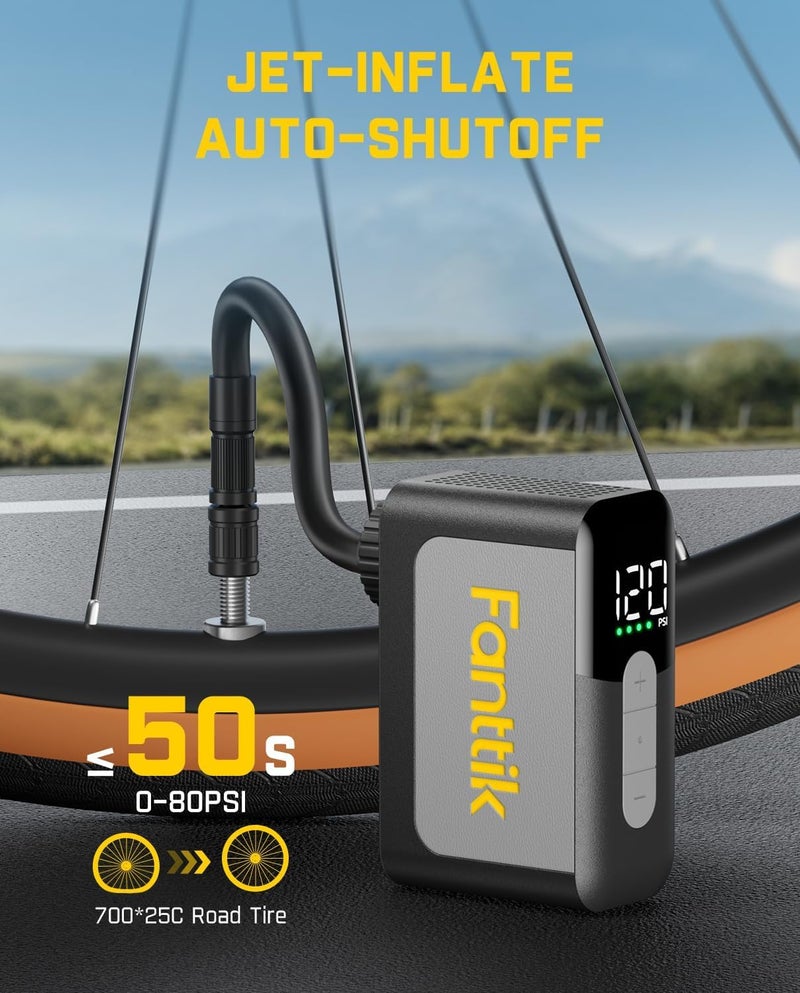 Fanttik X10 Ace Mini Bike Pump with Gauge, 120PSI Electric Tiny Bike Pump - Image 3
