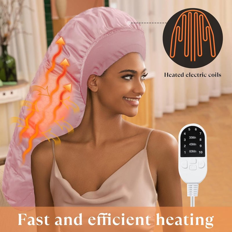 Amzpic Heat Cap for Deep Conditioning, Hair Steamer for Natural Hair Home Use w/10-level Heats Up Quickly, Thermal Steam Cap for Home Hair Treatment - Image 2