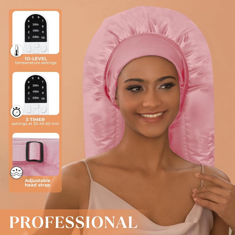 Amzpic Heat Cap for Deep Conditioning, Hair Steamer for Natural Hair Home Use w/10-level Heats Up Quickly, Thermal Steam Cap for Home Hair Treatment - Image 3