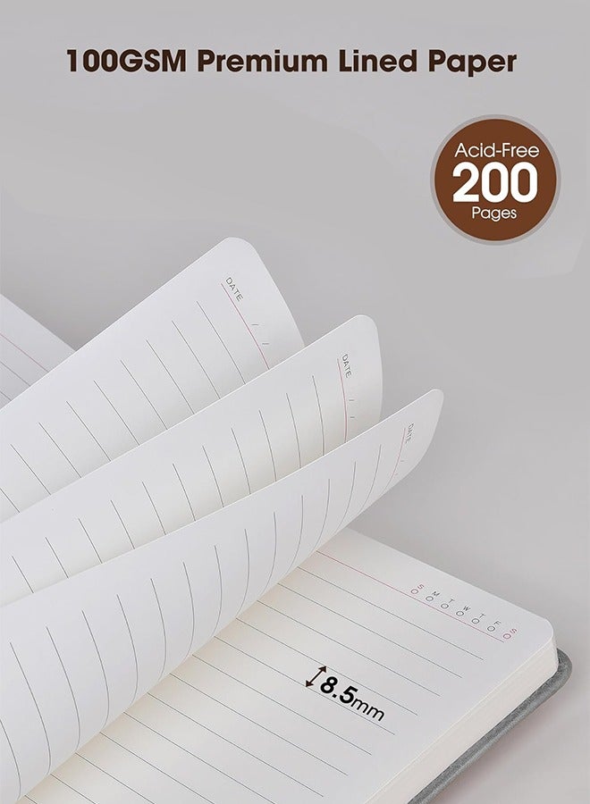 JoyousSto A5 Lined Leather Journal Notebook,Hardcover Journal Set with Pen and Gift Box,200Pages 100 Gsm Thick Ruled Paper Daily Diary for Men Women School,Travel,Business,Work,Writing 5.9" X 8.4" in Grey - Image 4