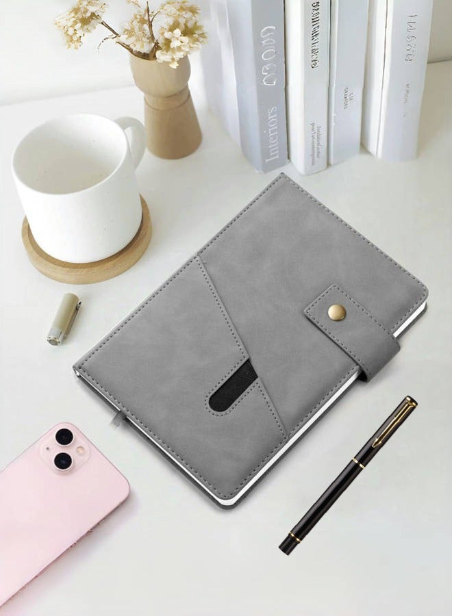 JoyousSto A5 Lined Leather Journal Notebook,Hardcover Journal Set with Pen and Gift Box,200Pages 100 Gsm Thick Ruled Paper Daily Diary for Men Women School,Travel,Business,Work,Writing 5.9" X 8.4" in Grey - Image 2