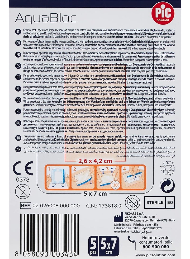 Pic Solution Pic Sofix Med Sterile Surgical Plaster for Post-Operative Wound Care, 5 pieces, size 6 x 10 cm - Image 2