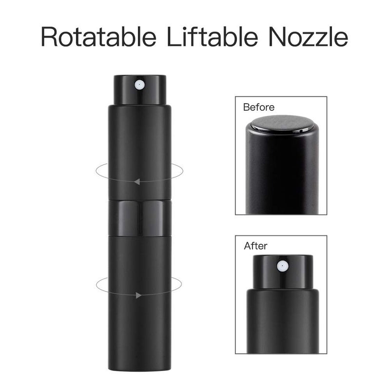 LISAPACK 8ML Atomizer Perfume Spray Bottle for Travel, Empty Refillable Cologne Dispenser, Portable Sprayer (Matte Black) - Image 4