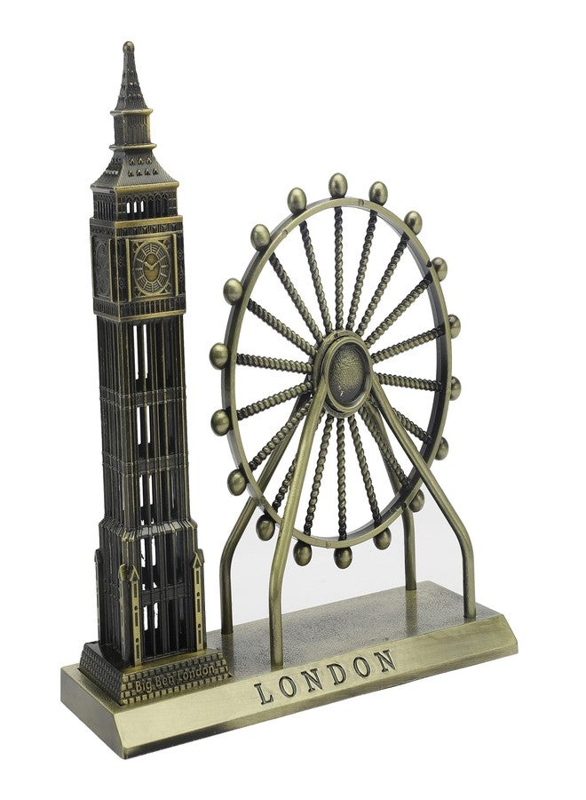 Ximdeco® Metallic London Eye and Big Ben Monument Miniature Showpiece with Metal Base | Decorative Home Office Desk Ornament | Unique Collectible Souvenir (19 cm Height) - Image 3