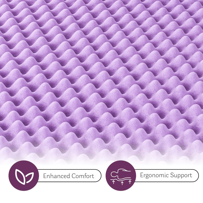 MLILY 2 Inch Egg Crate Full Memory Foam Mattress Topper, Lavender Scent Gel Infused Foam Mattress Topper for Pressure Relief, CertiPUR-US Certified Full Bed Topper, Purple, 54"Ã—75" - Image 4