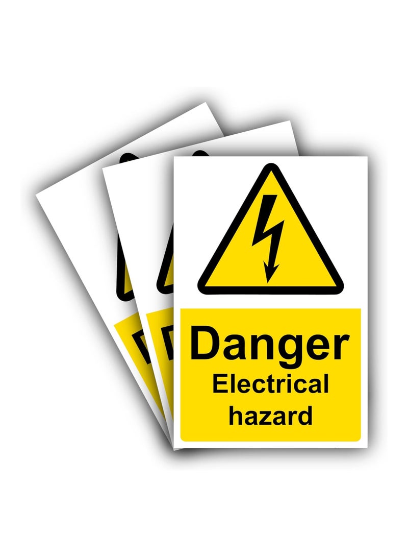 Arab Land Solutions High Voltage Electrical Hazard Sign - 3 Pcs, 15x10cm Yellow Vinyl Wall Mount Safety Warning - Image 3