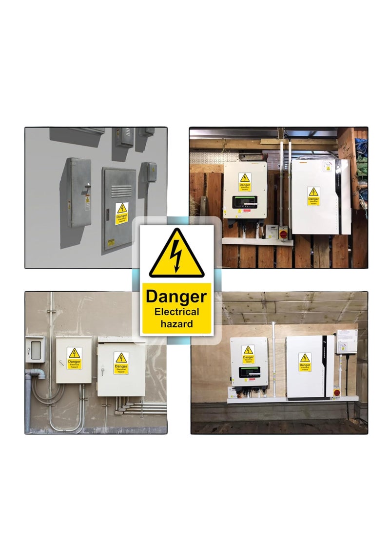 Arab Land Solutions High Voltage Electrical Hazard Sign - 3 Pcs, 15x10cm Yellow Vinyl Wall Mount Safety Warning - Image 2