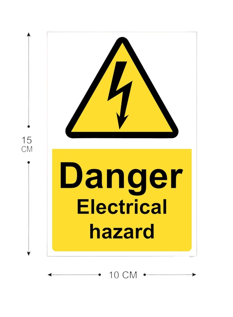 Arab Land Solutions High Voltage Electrical Hazard Sign - 3 Pcs, 15x10cm Yellow Vinyl Wall Mount Safety Warning - Image 1
