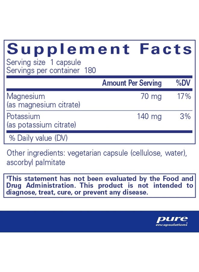 Pure Encapsulations بوتاسيوم مغنيسيوم (سترات) 180 كبسولة نباتية - Image 2