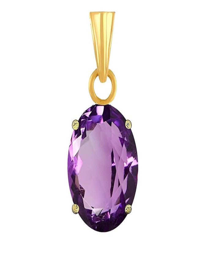 Ptm Amethyst/Kathela 10.25 Ratti or 9.5 Carat Natural Certified Astrological Gemstone Panchdhatu/5 Metals 22k Gold Plated pendant for Men & Women -nvdhp21025 - Image 1