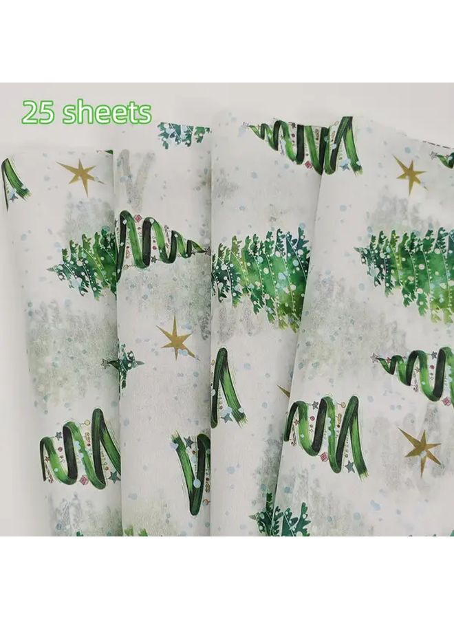 25 Sheets Christmas Tree With Lights Gift Wrapping Paper For Wedding Christmas Birthday Bouquet Packaging - Image 1