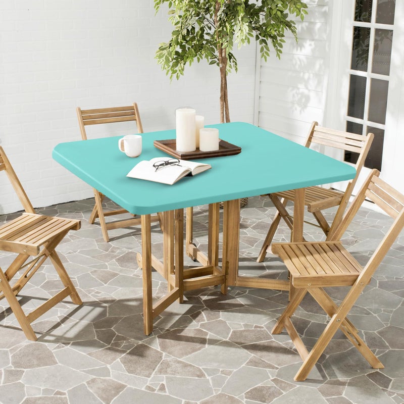 Enjoyidea Square Fitted Tablecloth 34x34 Inch-2 Pack Aqua Blue Card Table Elastic Spandex Table Cover-Small Stretch Folding Table Cloths Topper Cap for Kitchen Dining Picnic Patio Outdoor Party Table - Image 2