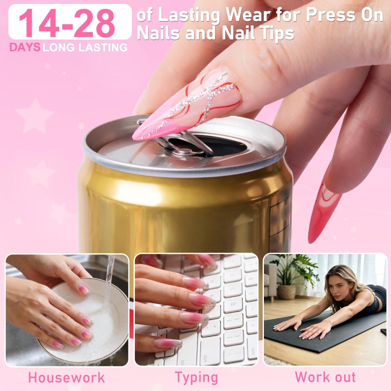 MEKK Nail Glue,Super Strong & Long-Lasting Nail Glue for Acrylic Nails,Press Ons&Broken Nails,Professional Adhesive for Nail Art Supplies,0.07OZ/PCS(24PCS) - Image 5
