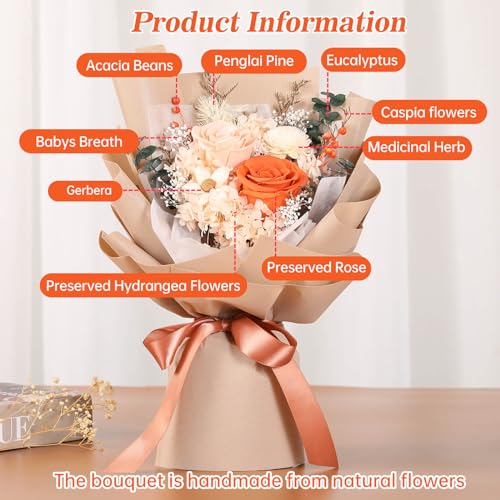 Jtoder Forever Flowers for Delivery, Preserved Flower Bouquets, Long Lasting Pink Roses, Gifts Bouquet for Mother Wife Girlfriend on Festivals Birthday Anniversary - Image 4