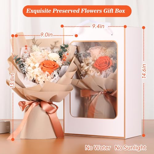 Jtoder Forever Flowers for Delivery, Preserved Flower Bouquets, Long Lasting Pink Roses, Gifts Bouquet for Mother Wife Girlfriend on Festivals Birthday Anniversary - Image 3