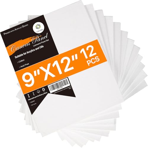 CONDA Artist Canvas Panels 9 x 12 inch, 12 Pack, Primed, 100% Cotton, Artist Quality Acid Free Canvas Board for Painting Watercolor & Oil - Image 4