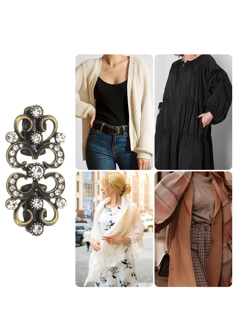 Excefore Vintage Sweater Clips, 2 Pieces Cape Cloak Clasps, Retro Cardigan Clips, Shawl Collar Clasps, and Dress Shirt Brooch Clips, Stylish Accessories for Women and Girls, bronze - Image 4