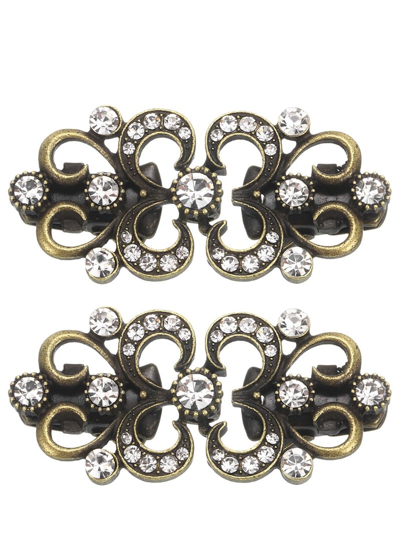 Excefore Vintage Sweater Clips, 2 Pieces Cape Cloak Clasps, Retro Cardigan Clips, Shawl Collar Clasps, and Dress Shirt Brooch Clips, Stylish Accessories for Women and Girls, bronze - Image 1