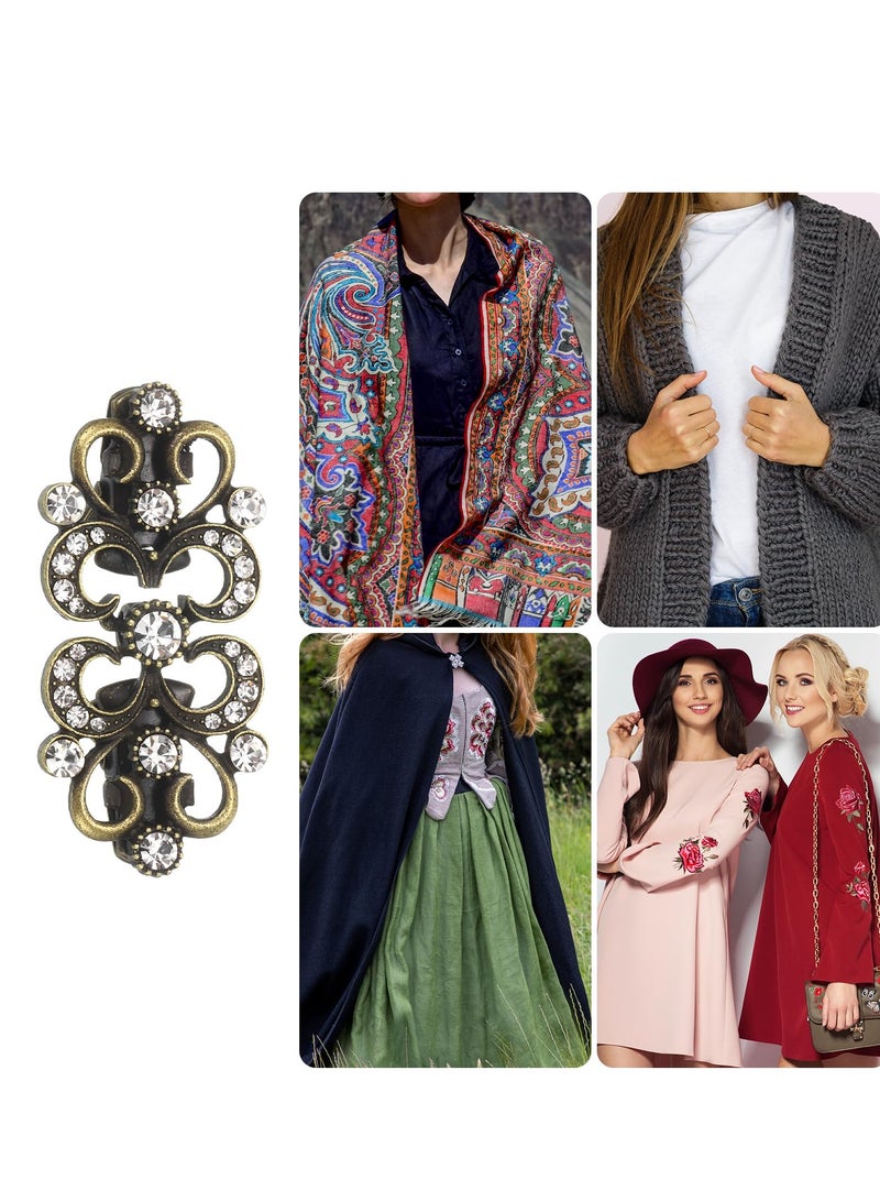 Excefore Vintage Sweater Clips, 2 Pieces Cape Cloak Clasps, Retro Cardigan Clips, Shawl Collar Clasps, and Dress Shirt Brooch Clips, Stylish Accessories for Women and Girls, bronze - Image 3