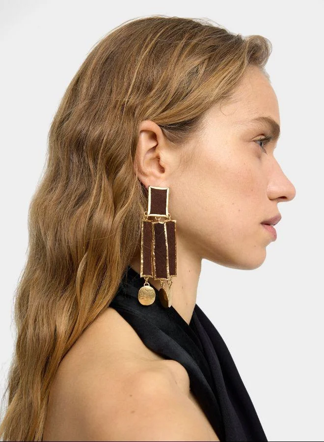 بارفوا أقراط ماكسي مستطيلة مع قضبان