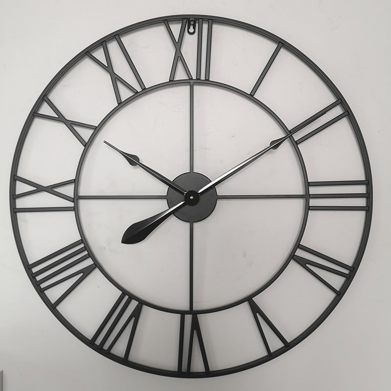 European Style Wall Clock, Simple Living Room Clock, Wrought Iron Silent Digital Wall Clock, Creative Decorative Clock, Clock - Image 1