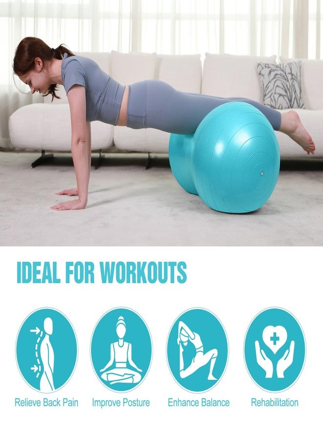 INPANY Peanut Ball - Anti Burst Exercise Ball for Labor Birthing, Physical Therapy for Kids, Core Strength, Home & Gym Fintness (Include Pump) Cyan - Image 5