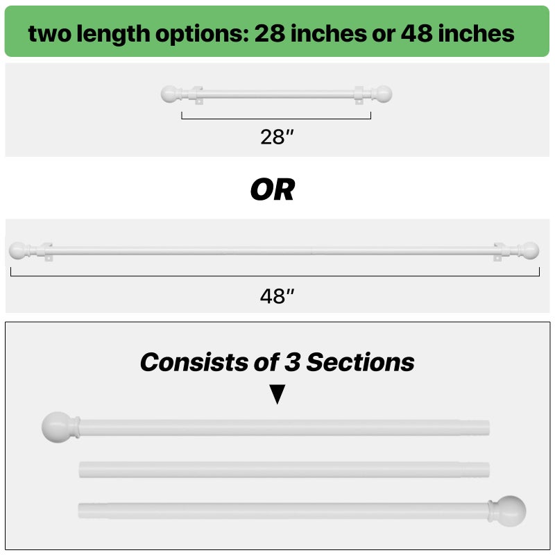 ATUHOLA White Curtain Rods for Windows 28 to 48 inch, Adjustable Curtain Rod Set with Brackets Easy Install, Decorative 5/8" Drapery Rod, Heavy Duty Curtain Rods for Bedroom, Kitchen, Living Room - Image 4
