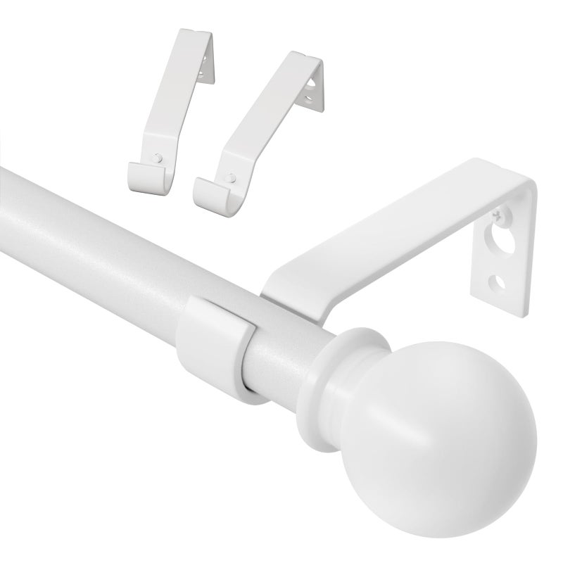 ATUHOLA White Curtain Rods for Windows 28 to 48 inch, Adjustable Curtain Rod Set with Brackets Easy Install, Decorative 5/8" Drapery Rod, Heavy Duty Curtain Rods for Bedroom, Kitchen, Living Room - Image 1