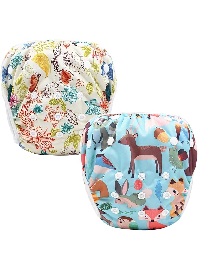 حفاضات سباحة للأطفال، عبوة من قطعتين، قابلة لإعادة الاستخدام، مقاس واحد، قابلة للتعديل، مقاومة للماء للأولاد والبنات (المجموعة أ) - Image 1