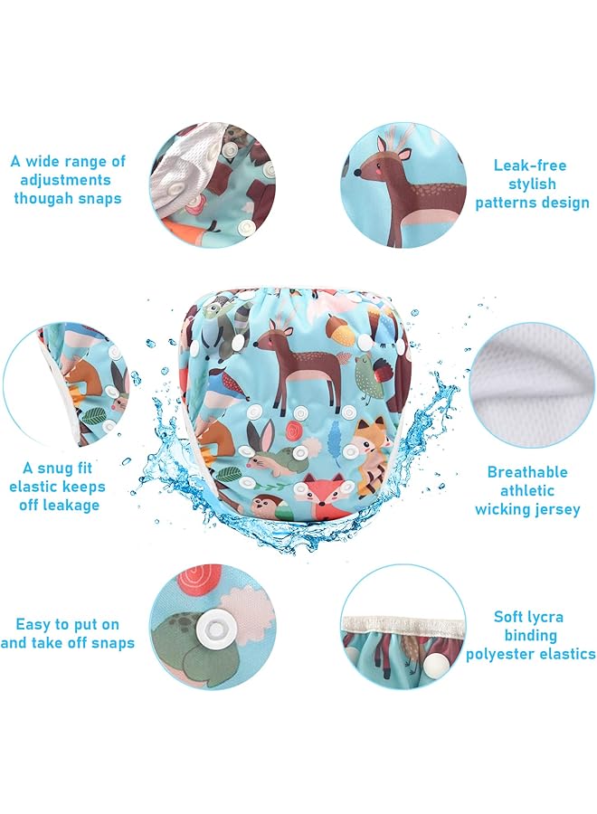 حفاضات سباحة للأطفال، عبوة من قطعتين، قابلة لإعادة الاستخدام، مقاس واحد، قابلة للتعديل، مقاومة للماء للأولاد والبنات (المجموعة أ) - Image 2