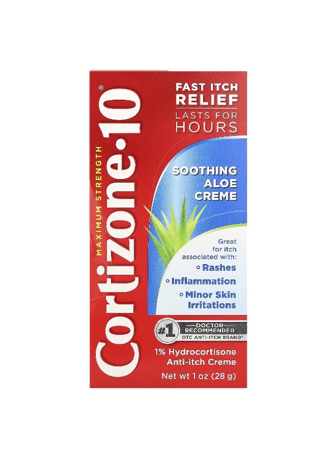 Cortizone 10 Cortizone 10, Maximum Strength, Soothing Aloe Creme, 1 oz (28 g)  - Image 1