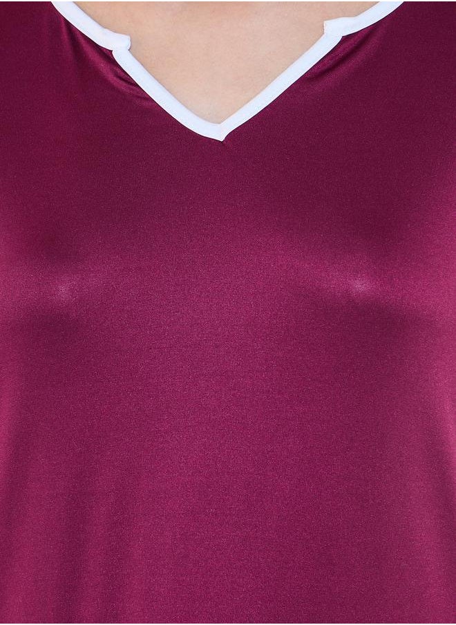 Take Two - Solid Contrast Edge Top & Pyjama Set - Image 1