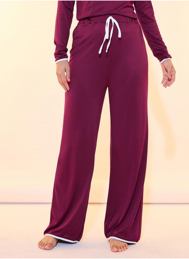 Take Two - Solid Contrast Edge Top & Pyjama Set - Image 1