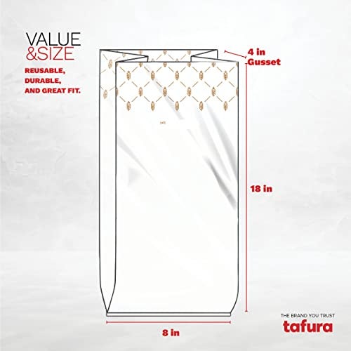 Tafura أكياس الخبز (100 قطعة) - أكياس خبز بلاستيكية شفافة مع روابط ملتوية للسندويشات، والخبز، والخبز الحامض، والمعجنات، والمافن، والمنتجات المخبوزة مع علامة تاريخ لتتبع النضارة، خالية من BPA - Image 3