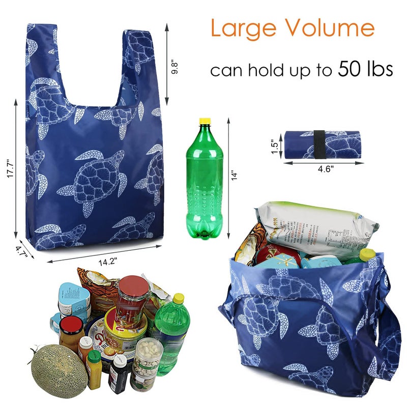 BeeGreen Reusable Grocery Bags Foldable 12 Pack Large Cute Totes - Heavy Duty Washable Holiday Cloth Gifts Bag with Handles, Reusable Gift Bulk Shopping Bags for Groceries for Women Animal Loverâ€‹ - Image 4