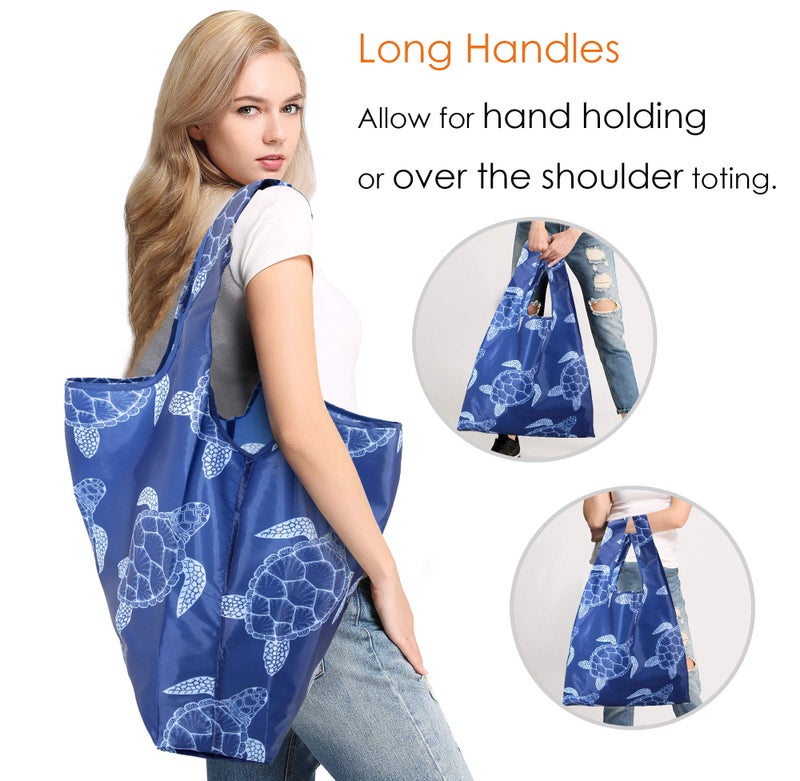 BeeGreen Reusable Grocery Bags Foldable 12 Pack Large Cute Totes - Heavy Duty Washable Holiday Cloth Gifts Bag with Handles, Reusable Gift Bulk Shopping Bags for Groceries for Women Animal Loverâ€‹ - Image 5