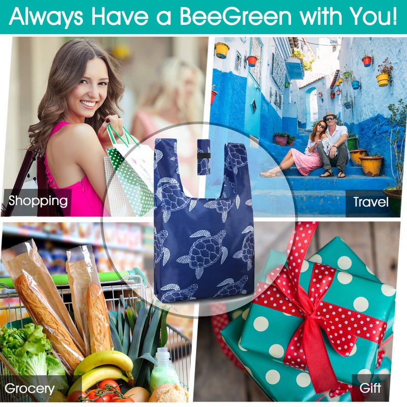 BeeGreen Reusable Grocery Bags Foldable 12 Pack Large Cute Totes - Heavy Duty Washable Holiday Cloth Gifts Bag with Handles, Reusable Gift Bulk Shopping Bags for Groceries for Women Animal Loverâ€‹ - Image 2