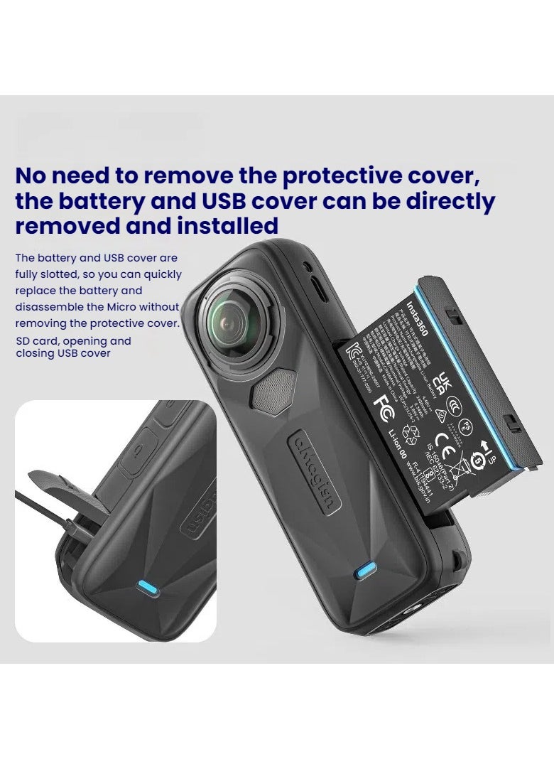 General - Customised for Insta360 X5! Silicone Case + Lens Cap Combo, All Round Drop & Scratch Resistant Sports Camera Accessory - Image 1