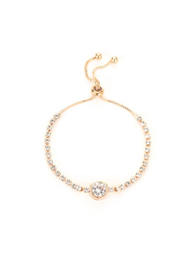 European And American Hot New Fashion Rose Gold Love Zircon Bracelet Simple Alloy Diamond Women's Bracelet Bracelet 