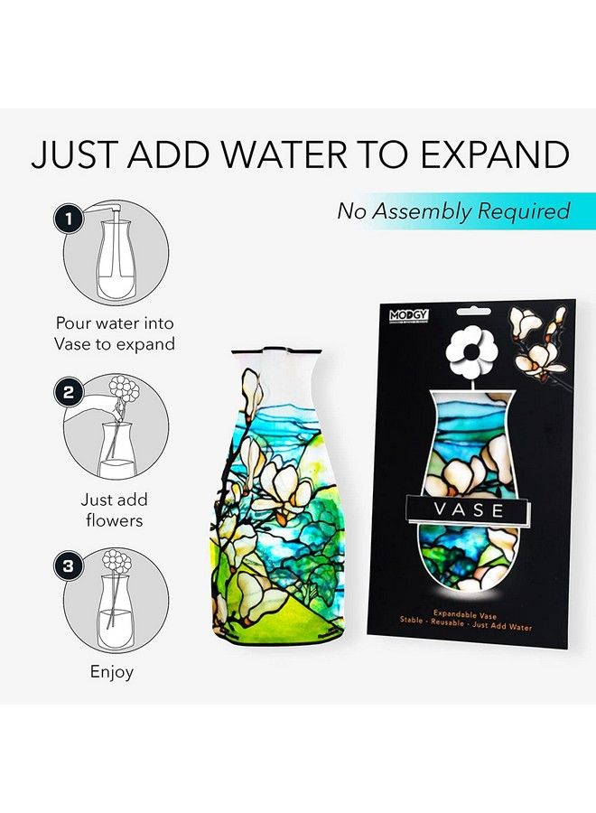MODGY Expandable Flower Vase Plastic Decorative Modern Vases For Flowers Centerpieces Dining Table Decor Living Room Bathroom Wedding Office Tiffany Magnolia - Image 5
