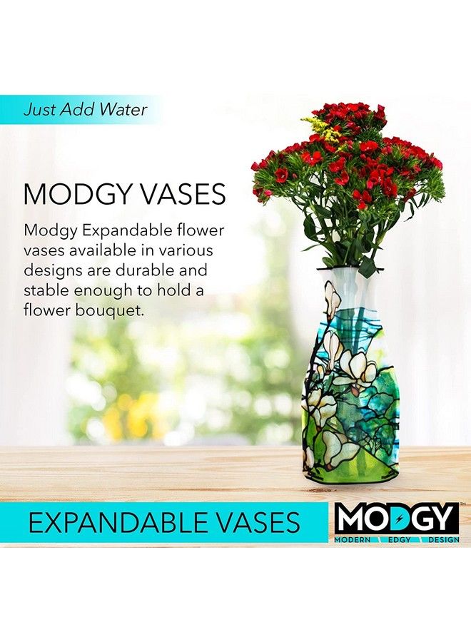 MODGY Expandable Flower Vase Plastic Decorative Modern Vases For Flowers Centerpieces Dining Table Decor Living Room Bathroom Wedding Office Tiffany Magnolia - Image 3