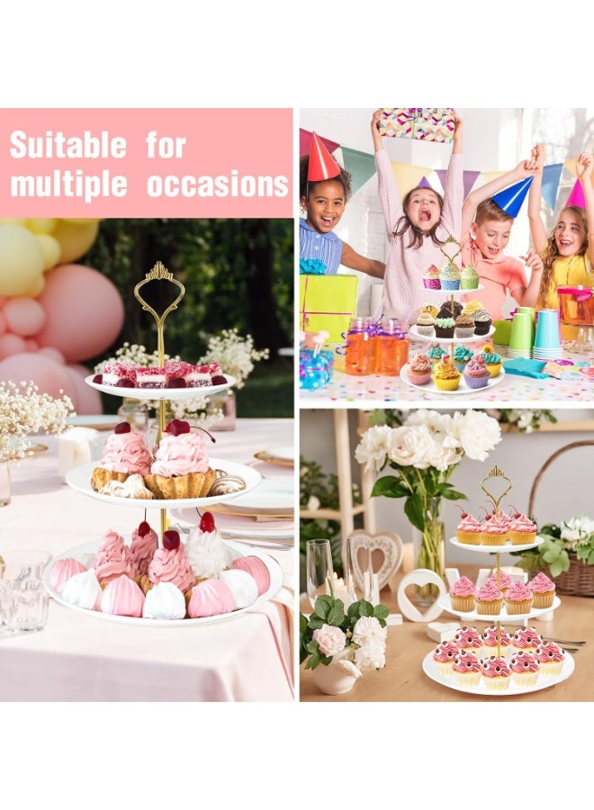 بتيمفم حامل كب كيك ذهبي بثلاث طبقات، صينية عرض حلويات من الفولاذ المقاوم للصدأ للمعجنات والحلوى والفواكه وحفلات الشاي بعد الظهر وحفلات الزفاف - Image 4