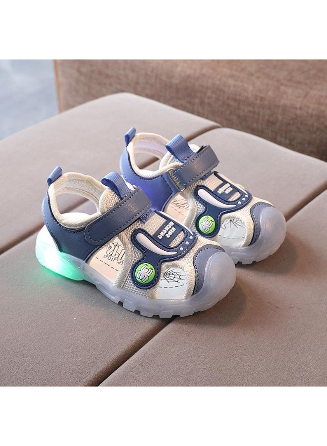 DOOKOO Children's Summer Casual Closed-Toe Soft Outdoor Beach Sandal Breathable Sports Water Shoe for Little Child Sandals Soft Soles with Lights for Toddlers to Learn Walking Shoes Kick-Proof Blue - Image 1