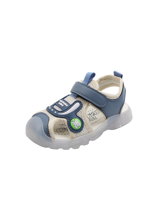 DOOKOO Children's Summer Casual Closed-Toe Soft Outdoor Beach Sandal Breathable Sports Water Shoe for Little Child Sandals Soft Soles with Lights for Toddlers to Learn Walking Shoes Kick-Proof Blue - Image 5