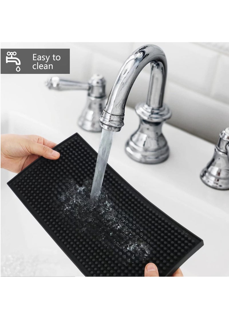 SYOSI 2 قطع حصيرة قهوة حصيرة بار 6 × 12 أسود أنيق ومتين حصيرة سطح الطاولة PVC حصيرة انسكاب للمطبخ والبار سهل التنظيف مقاوم للبرد والحرارة - Image 2