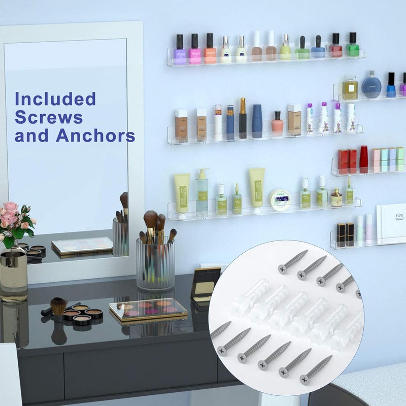 FEMELI 24 Inch Nail Polish Wall Rack: 6 Shelves Clear Acrylic Nail Polish Holder Organizer for 130-180 Bottles (24 Inch, Clear) - Image 5