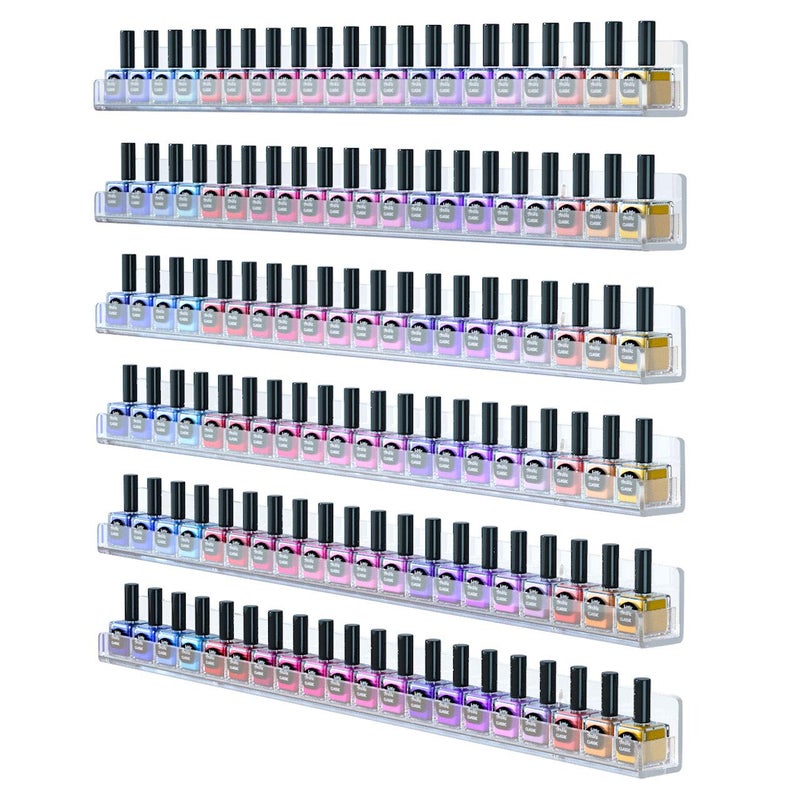 FEMELI 24 Inch Nail Polish Wall Rack: 6 Shelves Clear Acrylic Nail Polish Holder Organizer for 130-180 Bottles (24 Inch, Clear) - Image 1